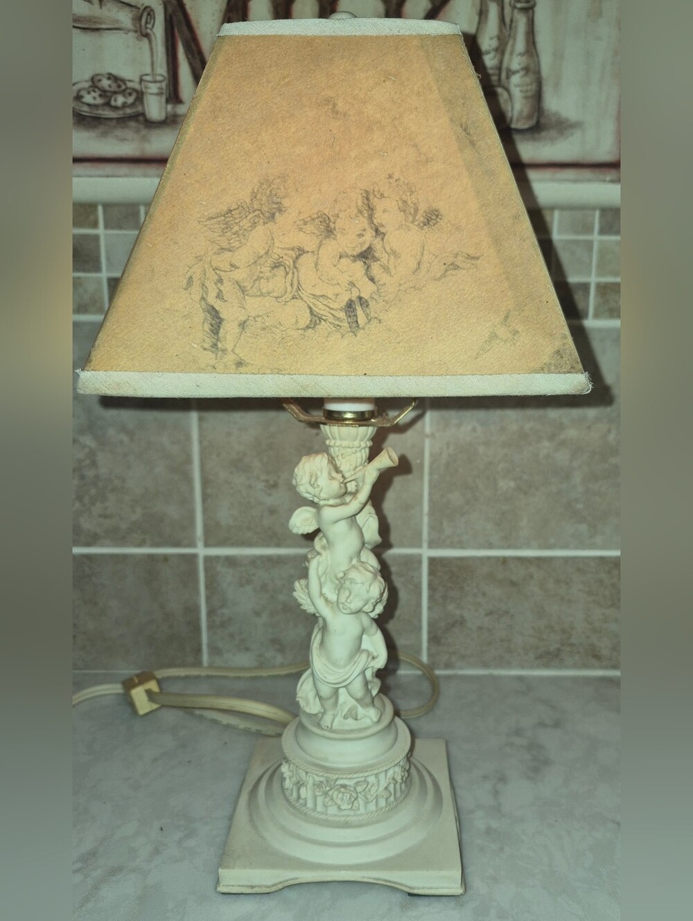 Vintage Cherub Nightlight Lamp Porcelain Ceramic - Picture 2 of 10